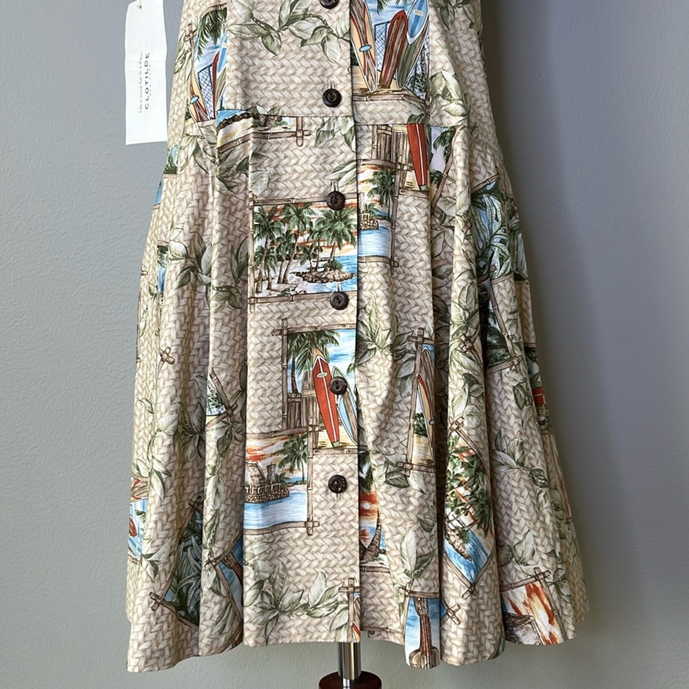 NWT Clotilde New York Tropical Retro Vibration Button Front Dress / SZ 2 - Picture 3 of 8